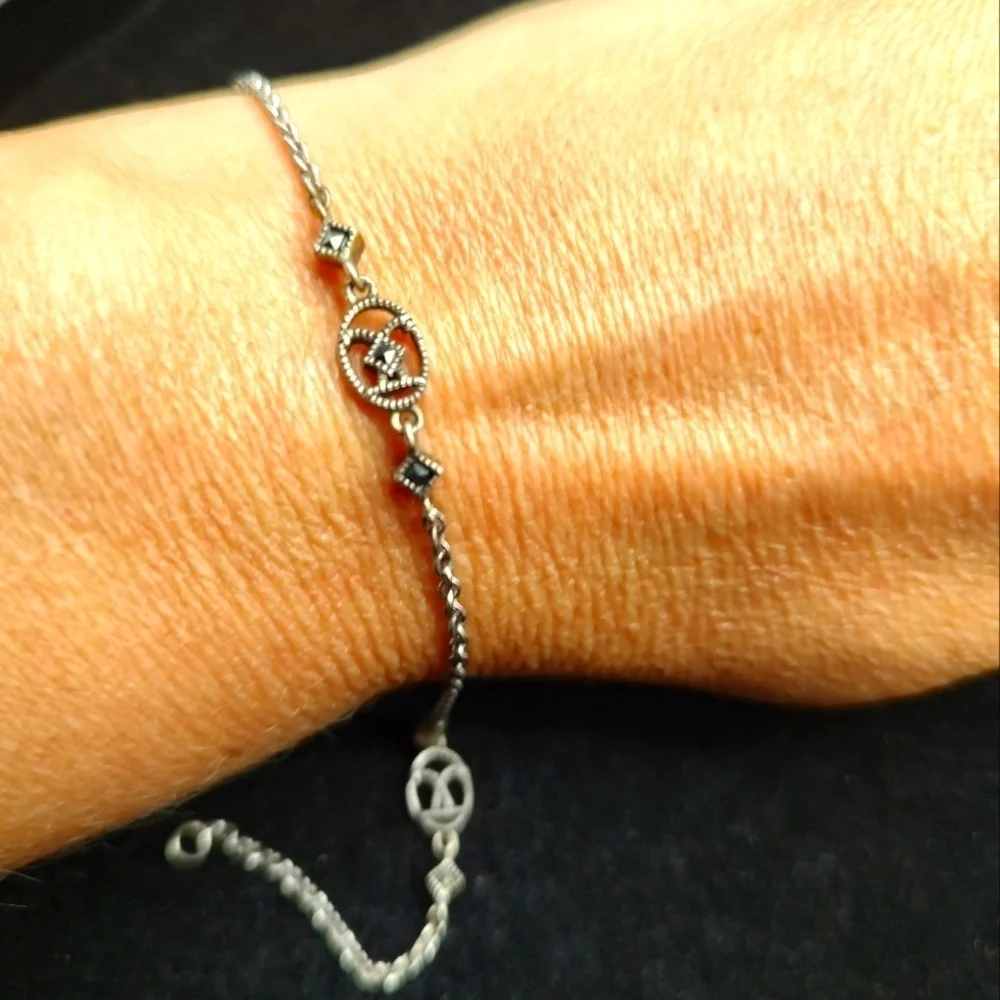 Judith Jack ANKLE Bracelet Logo Sterling Silver Mascarite!